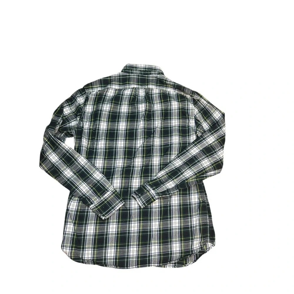 J.Crew Men’s Slim Fit Plaid Button Down Shirt M Green Yellow Tartan Madras
